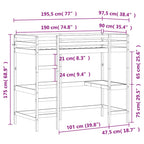 Hochbett mit Schreibtisch 90x190 cm Massivholz Kiefer