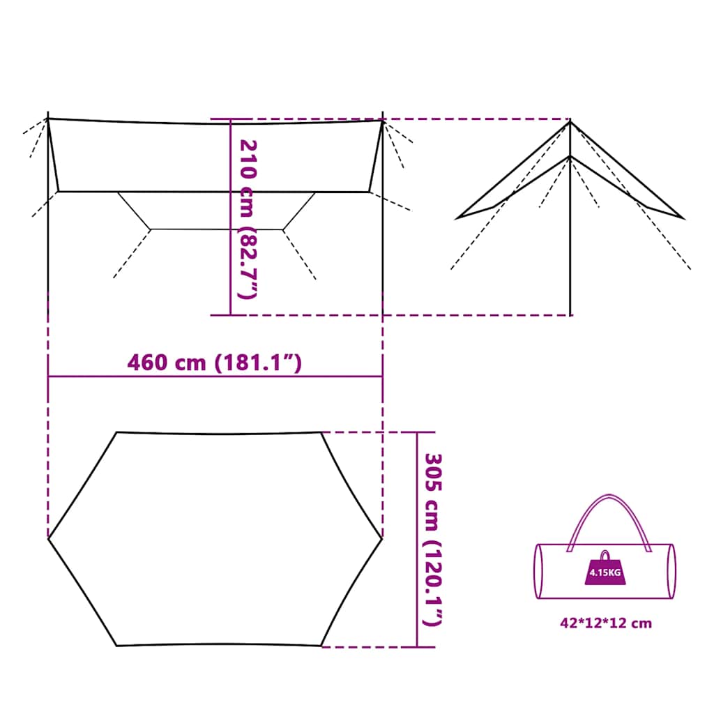 Tarp Grün 460x305x210 cm Wasserdicht