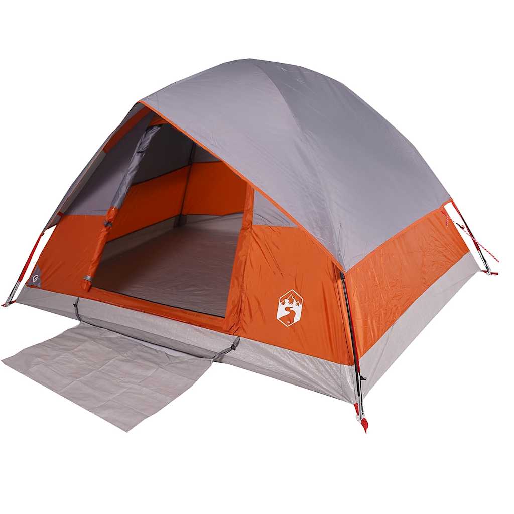 Kuppel-Campingzelt 3 Personen Grau und Orange Wasserdicht