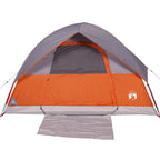 Kuppel-Campingzelt 3 Personen Grau und Orange Wasserdicht