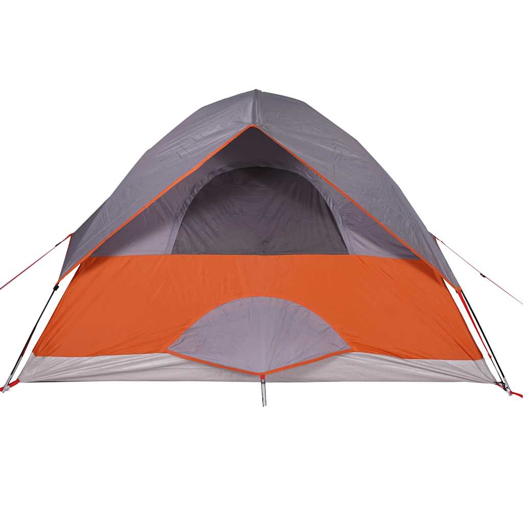 Kuppel-Campingzelt 4 Personen Grau und Orange Wasserdicht