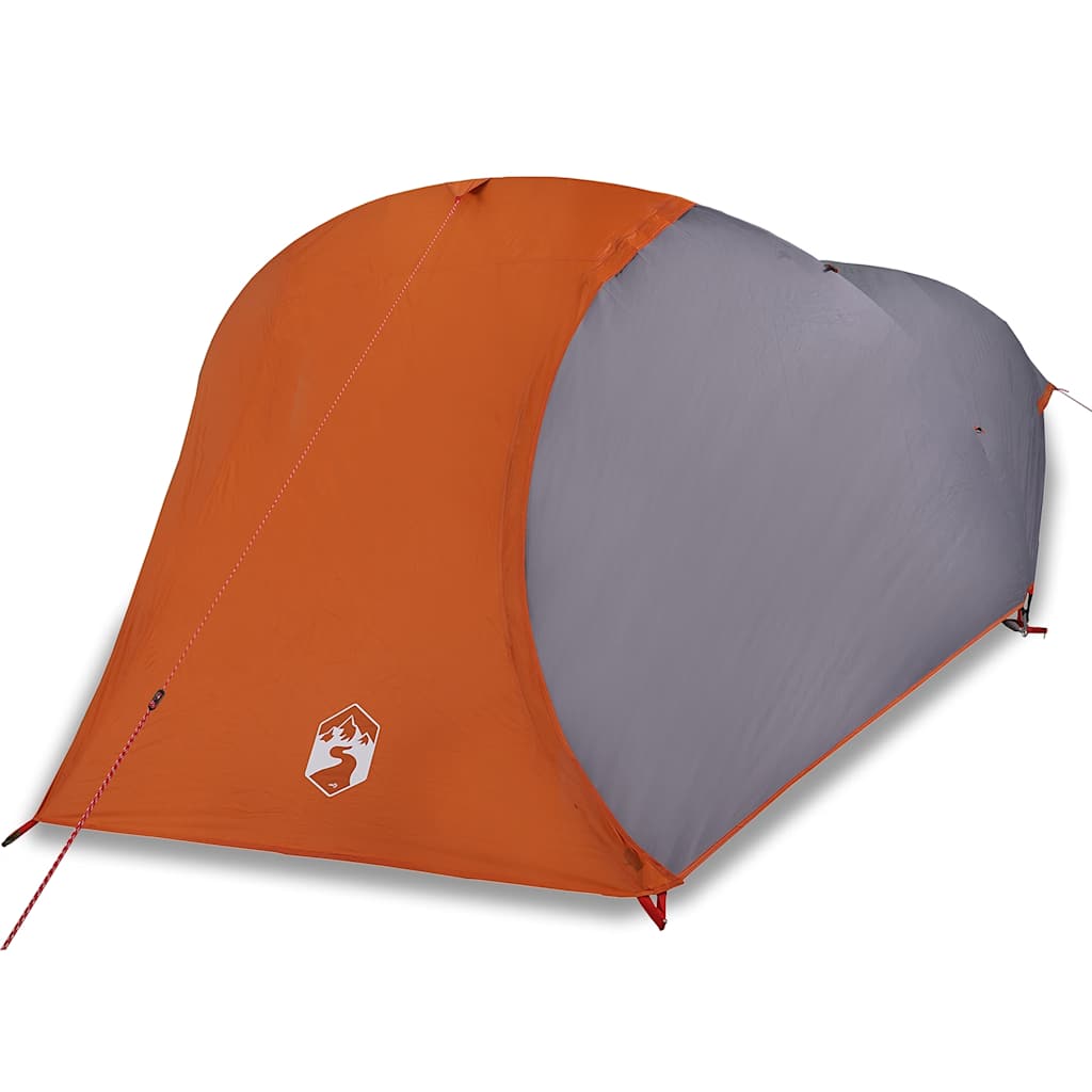 Kuppel-Campingzelt 4 Personen Grau und Orange Wasserdicht