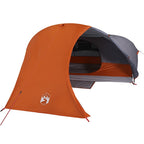 Kuppel-Campingzelt 4 Personen Grau und Orange Wasserdicht