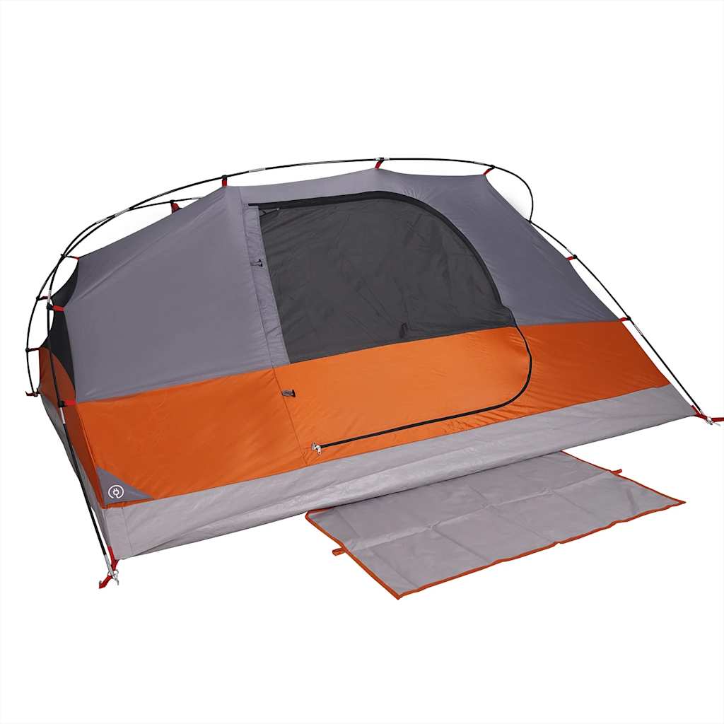 Kuppel-Campingzelt 4 Personen Grau und Orange Wasserdicht