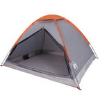 Kuppel-Campingzelt 4 Personen Grau und Orange Wasserdicht