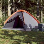 Kuppel-Campingzelt 4 Personen Grau und Orange Wasserdicht