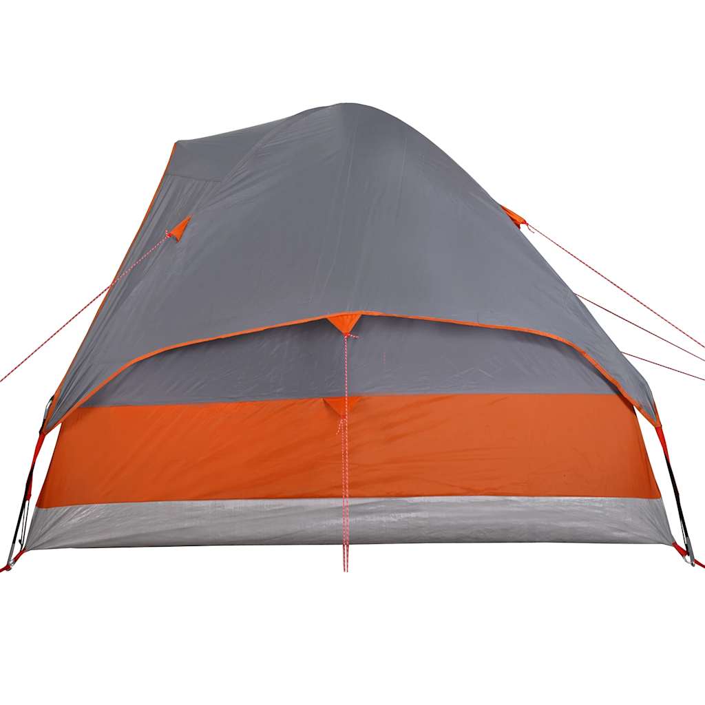 Kuppel-Campingzelt 4 Personen Grau und Orange Wasserdicht