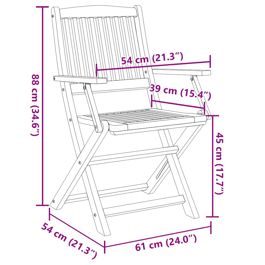 Gartenstühle 2 Stk. Klappbar 54x61x88 cm Massivholz Akazie