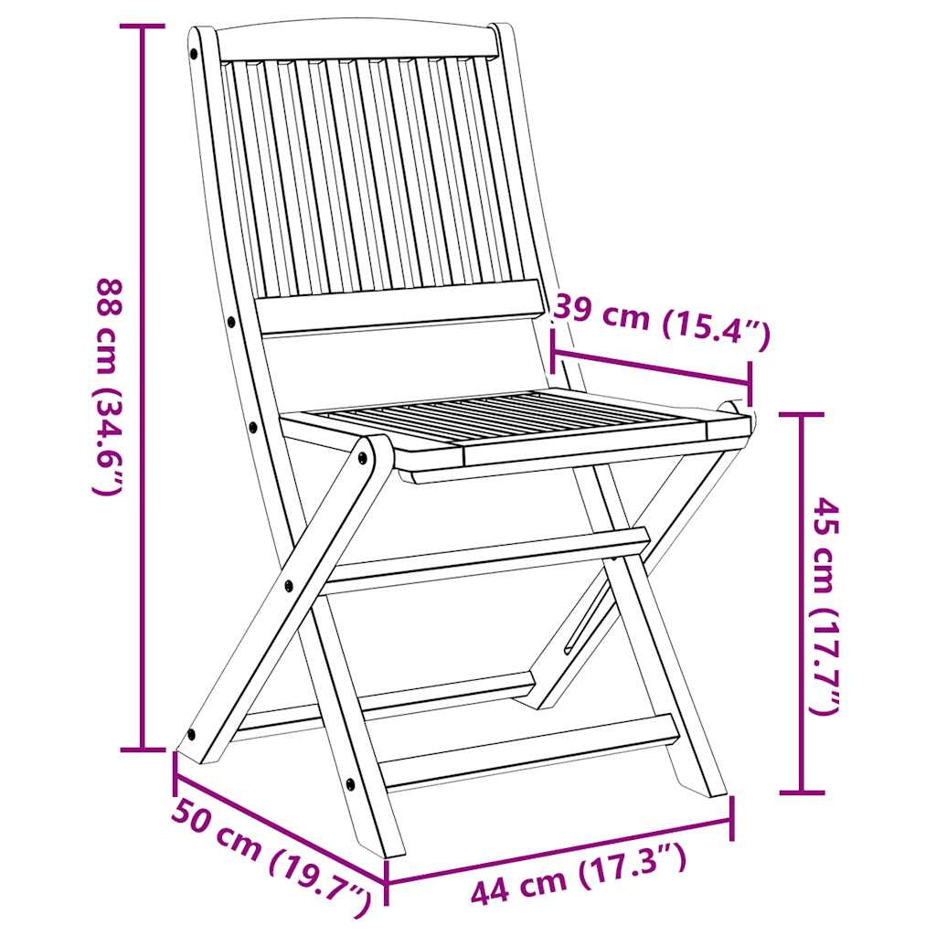 Gartenstühle 2 Stk. Klappbar 44x50x88 cm Massivholz Akazie