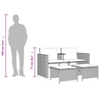 Gartensofa 2-Sitzer mit Tisch und Hockern Braun Poly Rattan