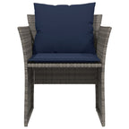 Gartenstuhl mit Fußhocker Grau Poly Rattan