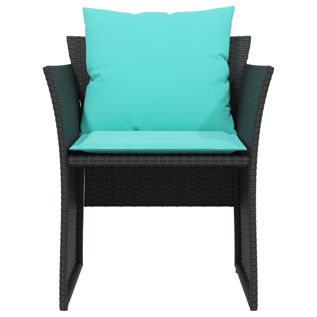 Gartenstuhl mit Fußhocker Schwarz Poly Rattan