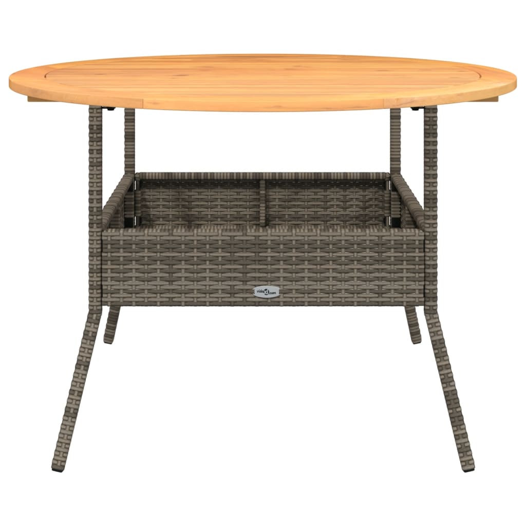 Gartentisch mit Holzplatte Grau Ø110x71 cm Poly Rattan