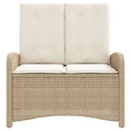 Gartenbank Verstellbar mit Kissen Beige Poly Rattan