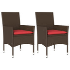 Gartenstühle mit Kissen 2 Stk. Braun Poly Rattan