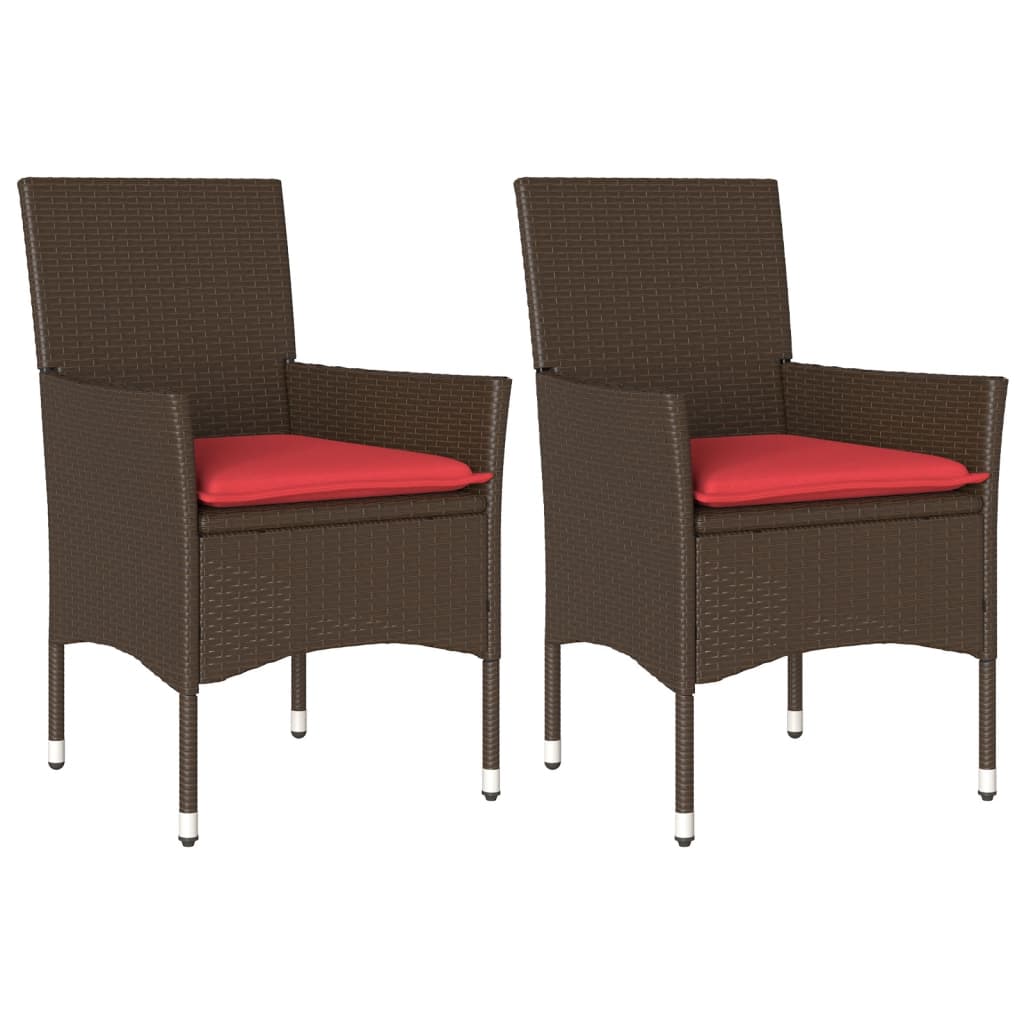 Gartenstühle mit Kissen 2 Stk. Braun Poly Rattan