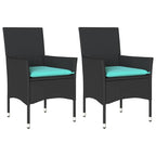 Gartenstühle mit Kissen 2 Stk. Schwarz Poly Rattan