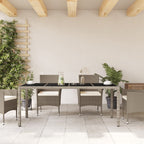 Gartentisch mit Glasplatte Hellgrau 190x90x75 cm Poly Rattan