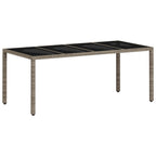 Gartentisch mit Glasplatte Hellgrau 190x90x75 cm Poly Rattan