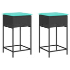 Garten-Barhocker mit Kissen 2 Stk. Schwarz Poly Rattan
