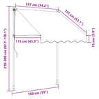 Markise Einziehbar Anthrazit 150x150 cm Stoff und Stahl