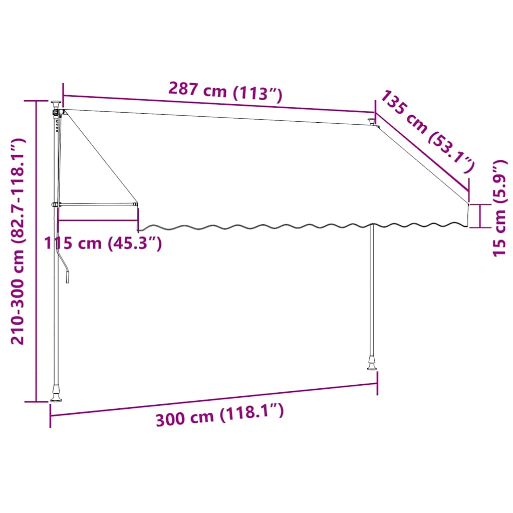 Markise Einziehbar Anthrazit 300x150 cm Stoff und Stahl