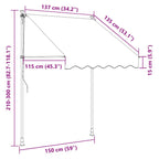 Markise Einziehbar Creme 150x150 cm Stoff und Stahl