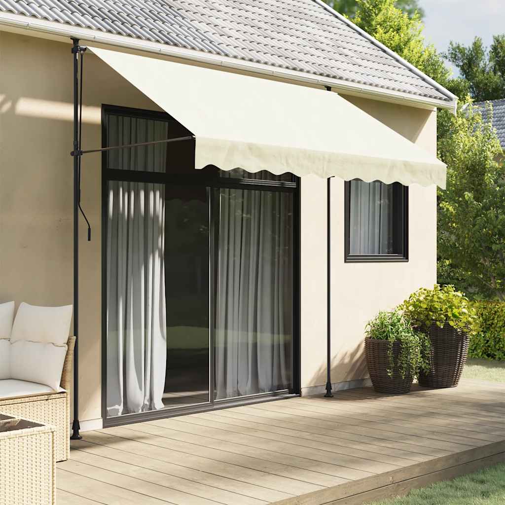 Markise Einziehbar Creme 300x150 cm Stoff und Stahl