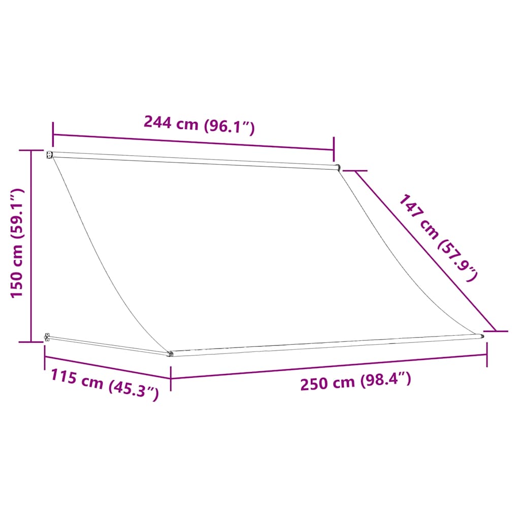 Markise Einziehbar Anthrazit 250x150 cm Stoff und Stahl