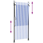 Außenrollo Blau und Weiß 100x270 cm Stoff und Stahl