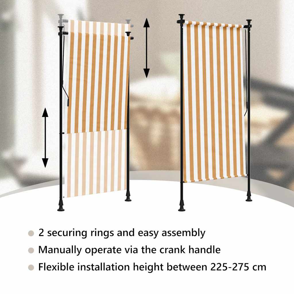 Außenrollo Orange und Weiß 100x270 cm Stoff und Stahl