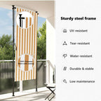 Außenrollo Orange und Weiß 120x270 cm Stoff und Stahl