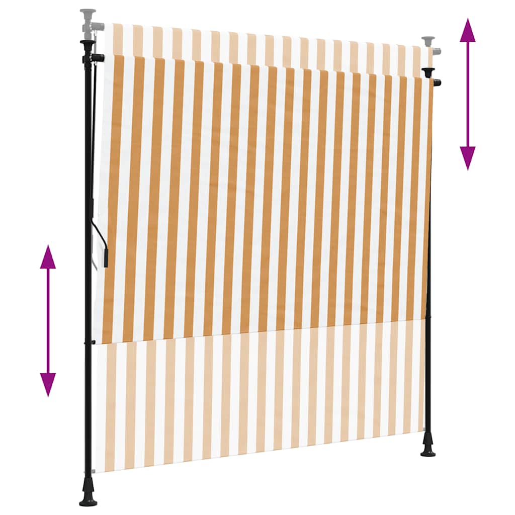 Außenrollo Orange und Weiß 200x270 cm Stoff und Stahl