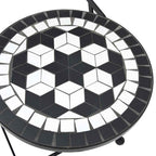 Mosaik-Bistro-Set Schwarz und Weiß Eisen und Keramik