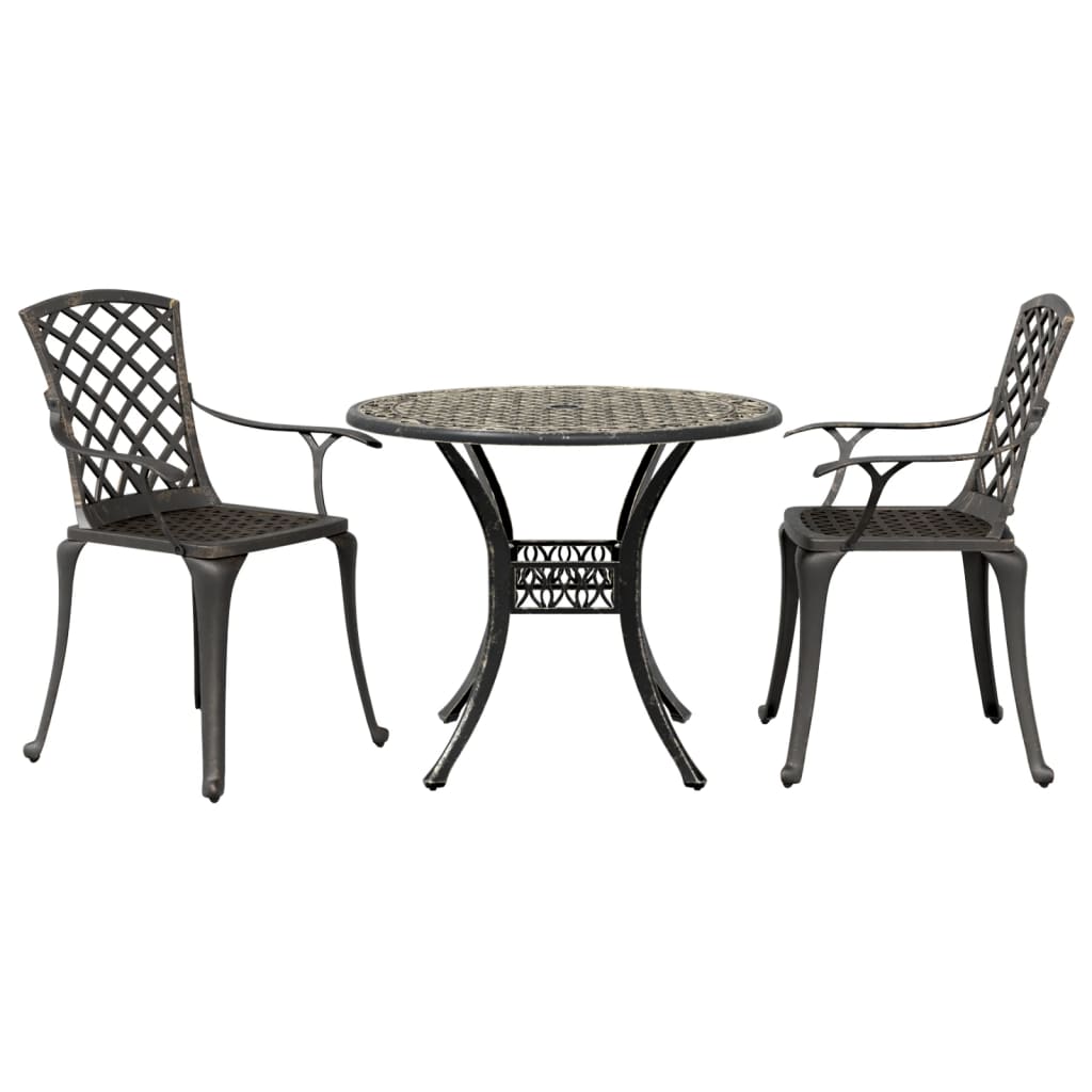 3-tlg. Bistro-Set Bronzen Aluminiumguss