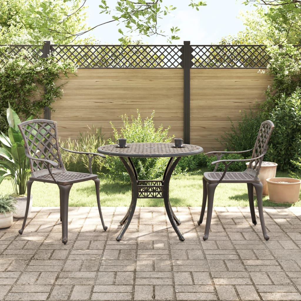 3-tlg. Bistro-Set Bronzen Aluminiumguss