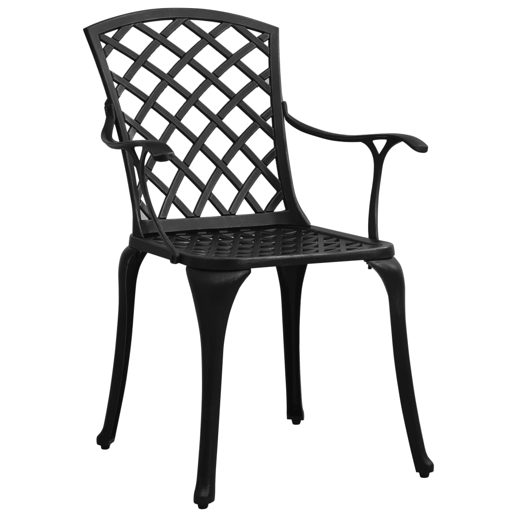 3-tlg. Bistro-Set Schwarz Aluminiumguss