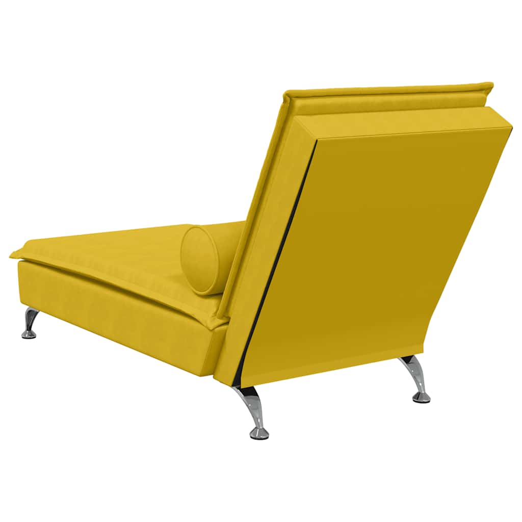 Massage-Chaiselongue mit Nackenrolle Gelb Samt