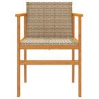 Gartenstühle 2 Stk. Beige Poly Rattan und Massivholz