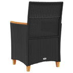 Gartenstühle mit Kissen 2 Stk. Schwarz Poly Rattan Massivholz