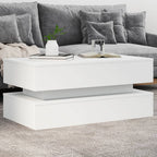Couchtisch mit LED-Leuchten Weiß 90x50x40 cm