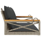 Hängebank mit Kissen Grau 109x62x40 cm Poly Rattan