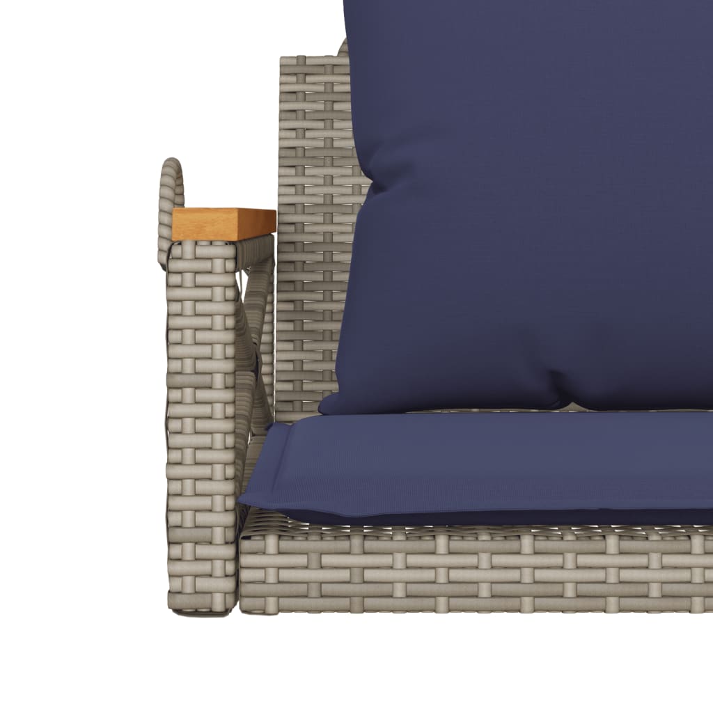 Hängesessel mit Kissen Grau 63x62x40 cm Poly Rattan