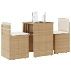 3-tlg. Bistro-Set mit Kissen Beige Poly Rattan