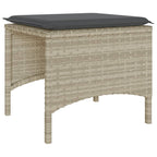 Gartensofa 2-Sitzer mit Tisch und Hockern Hellgrau Poly Rattan