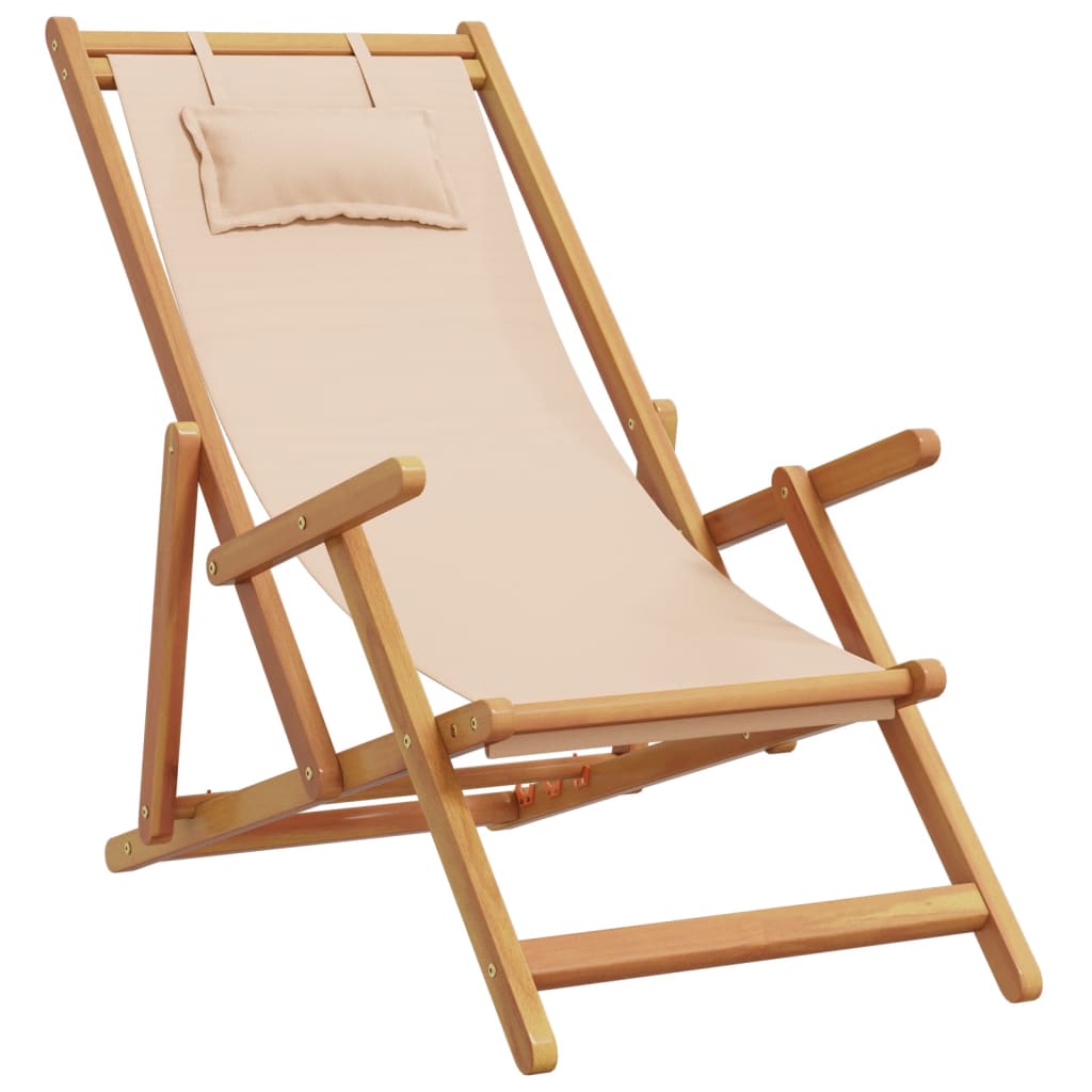 Strandstuhl Klappbar Massivholz Eukalyptus und Stoff