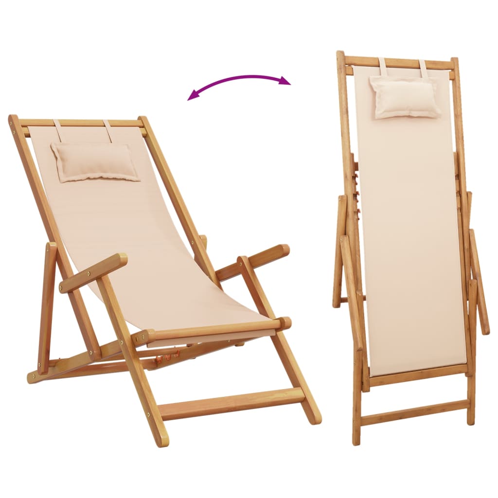 Strandstuhl Klappbar Massivholz Eukalyptus und Stoff