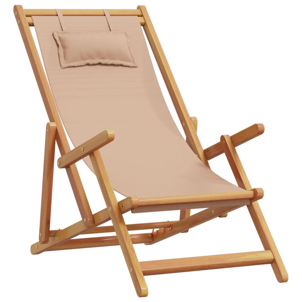 Strandstuhl Klappbar Massivholz Eukalyptus und Stoff