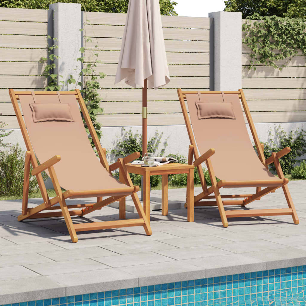 Strandstuhl Klappbar Massivholz Eukalyptus und Stoff