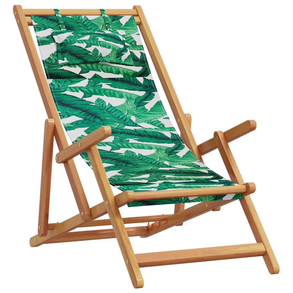 Strandstuhl Klappbar Massivholz Eukalyptus und Stoff